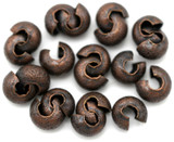 20pc 4x2.5mm Nickel-Free Brass Crimp & Knot Covers, Antique Copper Stardust