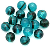 16pc 8mm Czech Pressed Glass Druk Round Beads, Blue Zircon Tortoiseshell