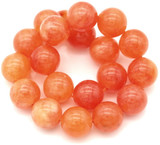 Approx. 7.5" Strand 10mm Malaysia "Jade" (Dyed Quartz) Round Gemstone Beads, Pumpkin Orange