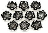10pc 12x9mm Lotus Flower 3D Metal Beads, Antique Silver