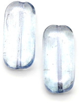 2pc 22x10mm Czech Pressed Glass Twisty Rectangle Beads, Crystal w/Blue Luster