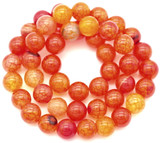 Approx. 15" Strand 8mm Dragon Veins Agate (Dyed/Heated) Round Beads, Autumn Sunset