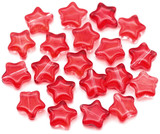 20pc 8mm Pressed Glass Star Beads, Transparent Red