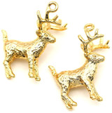 2pc 19x16mm 18k Gold-Plated Brass Reindeer Charms