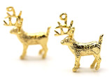 2pc 19x16mm 18k Gold-Plated Brass Reindeer Charms