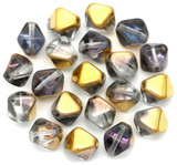 20pc 8mm Czech Pressed Glass Bicone Beads, Crystal Aurum