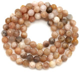 Approx. 14.5" Strand 4mm Multi-Moonstone Faceted Round Beads