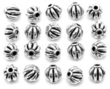 20pc 7.5mm Corrugated Lantern Spacer Beads, Antique Silver