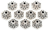 10pc 9x5mm Flower Cone Bead Caps, Antique Silver