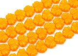 4.7" Strand (About 12pc) 11x13mm Czech Pressed Glass Maple Leaf Beads, Opaque Tangerine