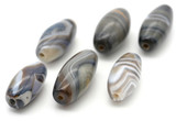 Approx. 27x15mm Banded Agate (Dyed) Cylinder Barrel Bead (Colors Vary- Brown/White/Blue/Gray)