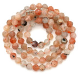Approx. 15" Strand 4mm Sunstone Finely-Faceted Round Beads