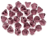 Approx. 5-Gram Bag (about 24 beads) of 6x4mm Czech Pressed Glass Baby Bell Flower Beads, Deep Amethyst