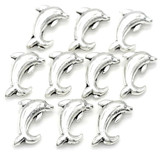 10pc 15.5x10.5mm Dolphin Spacer Beads, Antique Silver