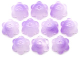 10pc 11.5mm Pressed Glass Flower Cap Beads, Purple Ombre