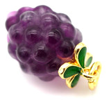 1pc Approx. 21x11mm Rainbow Fluorite Grape Bunch Pendant w/Enameled Brass Leaves