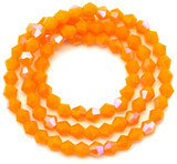 Approx. 12" Strand 4mm Crystal Faceted Bicone Beads, Tangerine AB