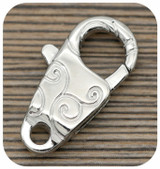 24x13mm Jumbo Vine-Detail Lobster Claw Clasp, Silver