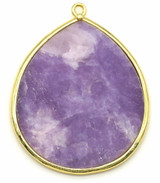 42mm Purple Lepidolite & Brass Teardrop Pendant