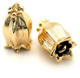 2pc 15x9mm 18k Gold-Plated Brass 3D Flower Links