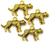 4pc 15x24mm Leopard Charms, Antique Gold