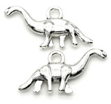 4pc 14x25mm Diplodocus Dinosaur Charms, Antique Silver