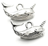 2pc 11x19mm Narwhal Charms, Antique Silver