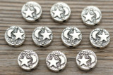 10pc 9mm Celestial Coin Metal Spacer Bead, Antique Silver