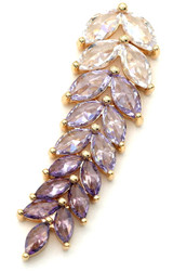 43x13mm 18k Gold-Plated Brass & Cubic Zirconia Articulated Leafy Vine Pendant, Purple Ombre