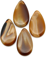 30x18mm Czech Pressed Glass Teardrop Pendant Bead, Café Silk Swirl