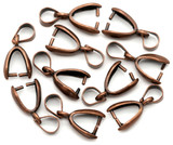 10pc 12x7x4mm Brass Pinch Bails w/Attached Loop, Antique Copper