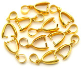 10pc 12x7x4mm Brass Pinch Bails w/Attached Loop, Gold
