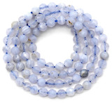 Approx. 15" Strand 4mm Blue Lace Agate Finely-Faceted Round Beads