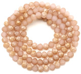 Approx. 15" Strand 3x4mm Crystal Faceted Rondelle Beads, Matte Jade Pink Champagne