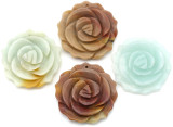 1pc Approx. 34mm Flower Amazonite Hand-Carved Rose Pendant