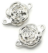2pc 18x12mm Platinum-Plated Magnetic Rose Clasp