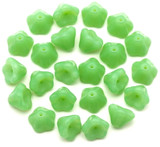 10-Grams (about 25pc) 8x6mm Czech Pressed Glass Bell Flower Beads, Jade Opal