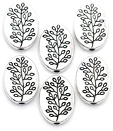 6pc 14x10mm Branch-Patterned Oval Beads, Antique Silver