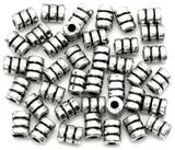 40pc 6x4mm Lined Cylinder Spacer Beads, Antique Silver