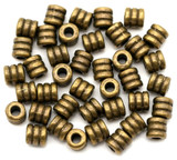 40pc 4mm Banded Cylinder Beads, Antique Bronze