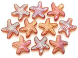 10pc Approx. 14mm Starfish Glass Beads, Coral/AB