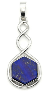 38x17mm Lapis Lazuli (Dyed) Hexagon Twist Pendant, Antique Silver