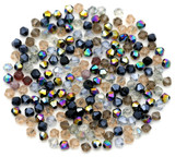 Approx. 190pc 4mm Crystal Bicone Beads, Midnight Mix