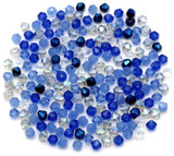 Approx. 190pc 4mm Crystal Bicone Beads, Sapphire Mix