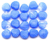 20pc 8x7mm Czech Pressed Glass Shell Beads, Crystal & Cornflower Blue Swirl