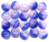 20pc 8x7mm Czech Pressed Glass Shell Beads, Striated Sapphire & Pale Pink