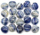 20pc 8x7mm Czech Pressed Glass Shell Beads, Striated Sapphire w/Crystal & White