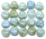 20pc 8x7mm Czech Pressed Glass Shell Beads, Striated Sage Green & Pale Blue
