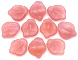 10pc 15x12mm Czech Pressed Glass Peony Petal Beads, Pink Opal