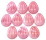 10pc 17x13mm Czech Pressed Glass Magnolia Petal Beads, Opaque Pink-White Swirl